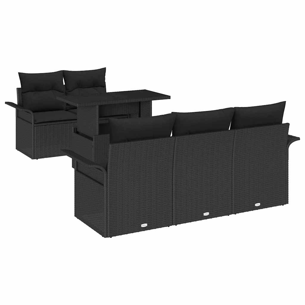 Σετ Καναπέ Κήπου με μαξιλάρι 6 pcs Μαύρο συνθετικό ρατάν - Pakobazaar