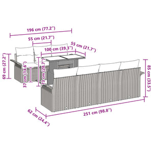 Σετ Καναπέ Κήπου με μαξιλάρι 8 pcs Γκρι συνθετικό ρατάν - Pakobazaar