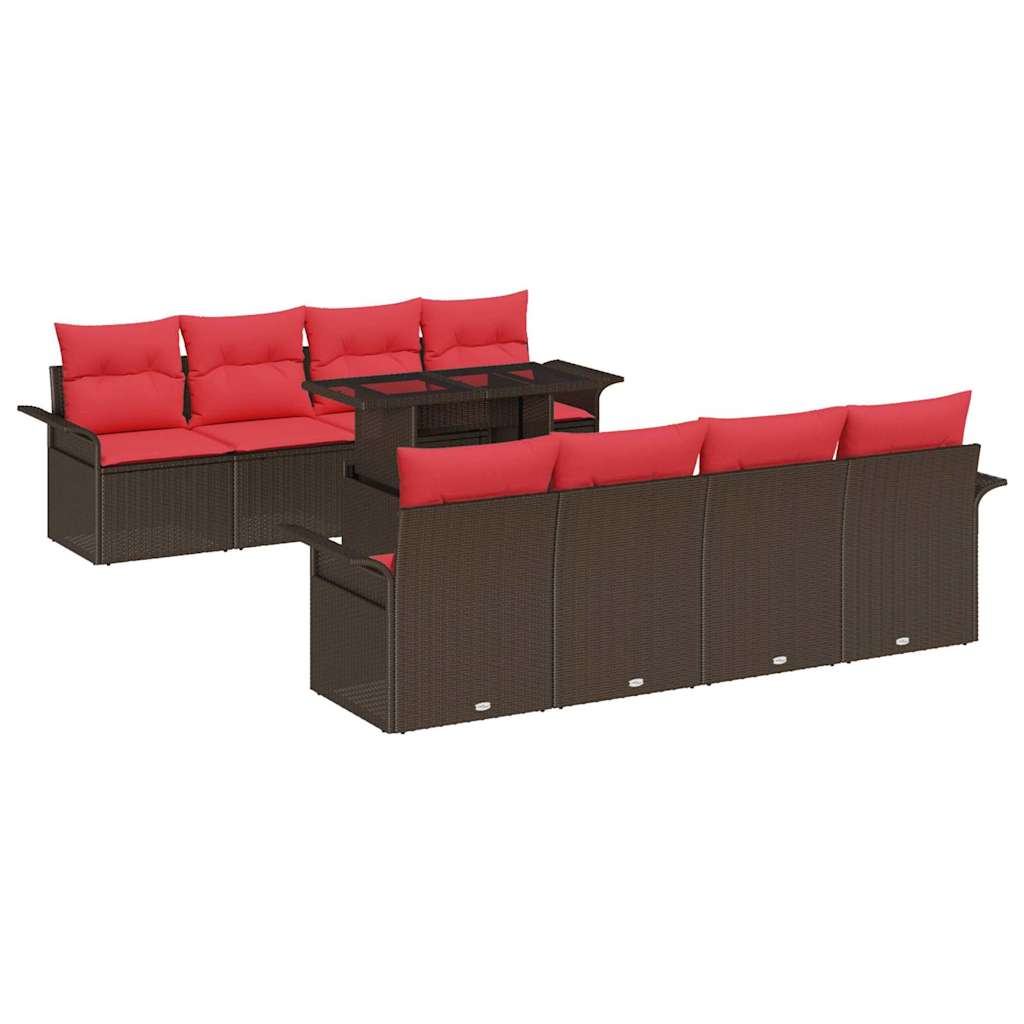 Σετ Καναπέ Κήπου με μαξιλάρι 8 pcs Καφέ συνθετικό ρατάν - Pakobazaar