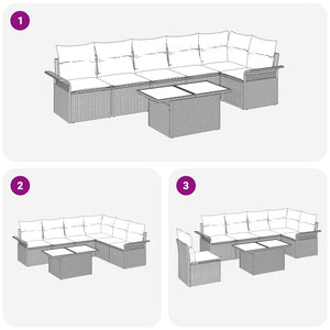 Σετ Καναπέ Κήπου 7 τμχ. Καφέ συνθετικό ρατάν