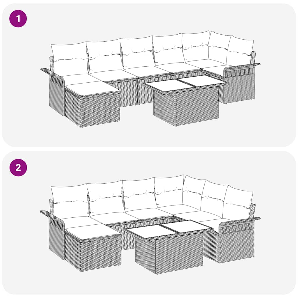 Σετ Καναπέ Κήπου με μαξιλάρι 8 pcs Γκρι Πολυ ράταν - Pakobazaar
