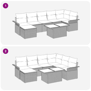Σετ Καναπέ Κήπου με μαξιλάρι 8 pcs Γκρι Πολυ ράταν - Pakobazaar