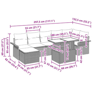 Σετ Καναπέ Κήπου με μαξιλάρι 8 pcs Καφέ συνθετικό ρατάν - Pakobazaar