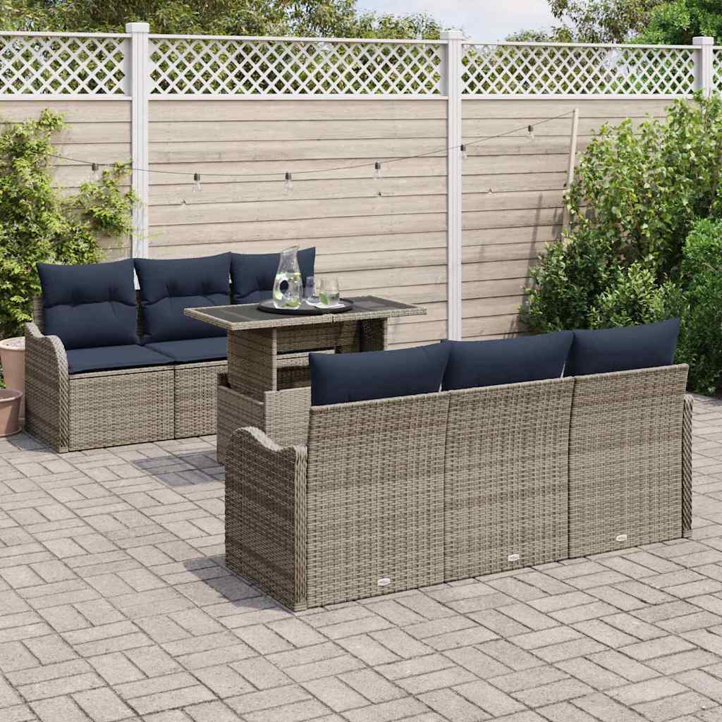 Σετ Καναπέ Κήπου 7 τμχ. Γκρι συνθετικό ρατάν