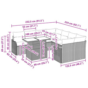 Σετ τραπεζαρίας με μαξιλάρι 9 pcs Καφέ - Pakobazaar