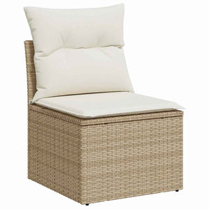 Σετ Καναπέ Κήπου με μαξιλάρι 8 pcs Μπεζ Πολυ ράταν - Pakobazaar
