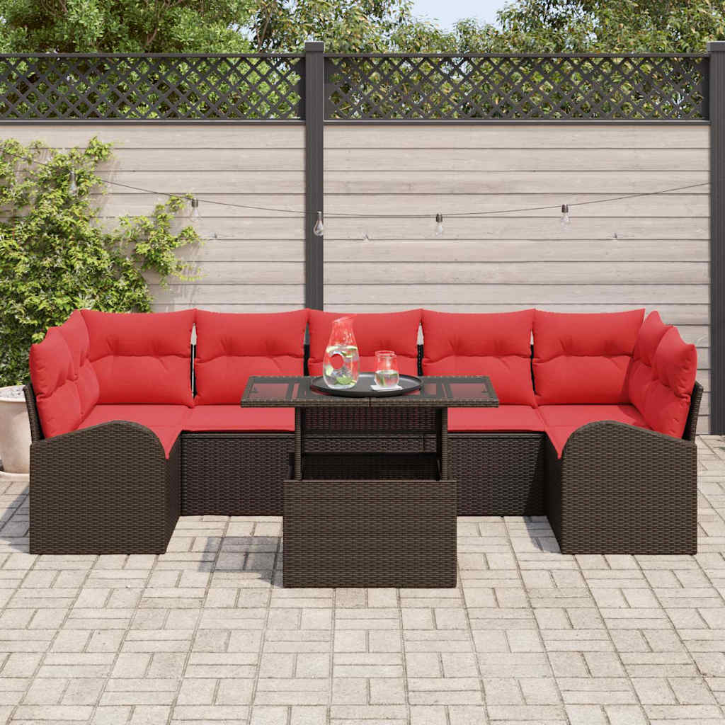 Σετ Καναπέ Κήπου με αποθήκευση 8 pcs Καφέ συνθετικό ρατάν - Pakobazaar
