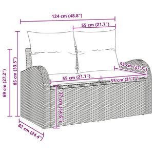 Σετ Καναπέ Κήπου με αποθήκευση 9 pcs Καφέ συνθετικό ρατάν - Pakobazaar