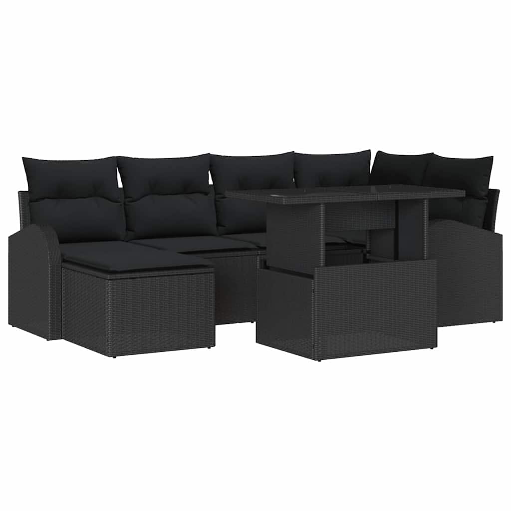 Σετ Καναπέ Κήπου με μαξιλάρι 7 pcs Μαύρο