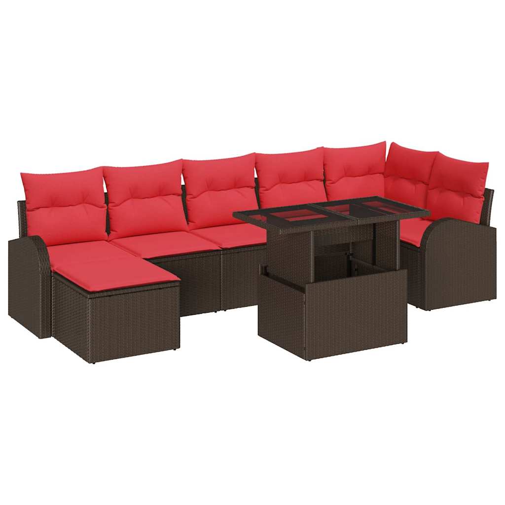 Σετ Καναπέ Κήπου με μαξιλάρι 8 pcs Καφέ και κόκκινο - Pakobazaar