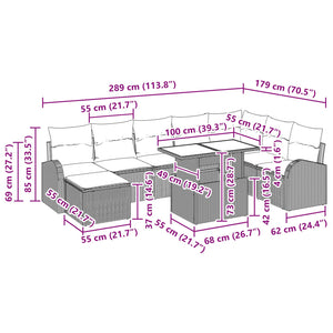 Σετ Καναπέ Κήπου 9 pcs Καφέ και Κόκκινο συνθετικό ρατάν - Pakobazaar