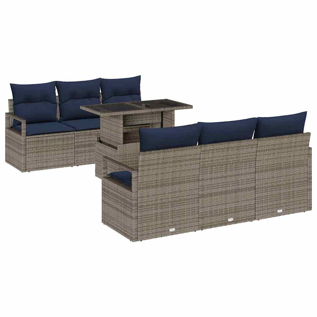 Σετ Καναπέ Κήπου με αποθήκευση 7 pcs Γκρι συνθετικό ρατάν - Pakobazaar