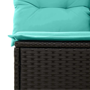 Σετ Καναπέ Κήπου 7 pcs Μαύρο και μπλε συνθετικό ρατάν - Pakobazaar