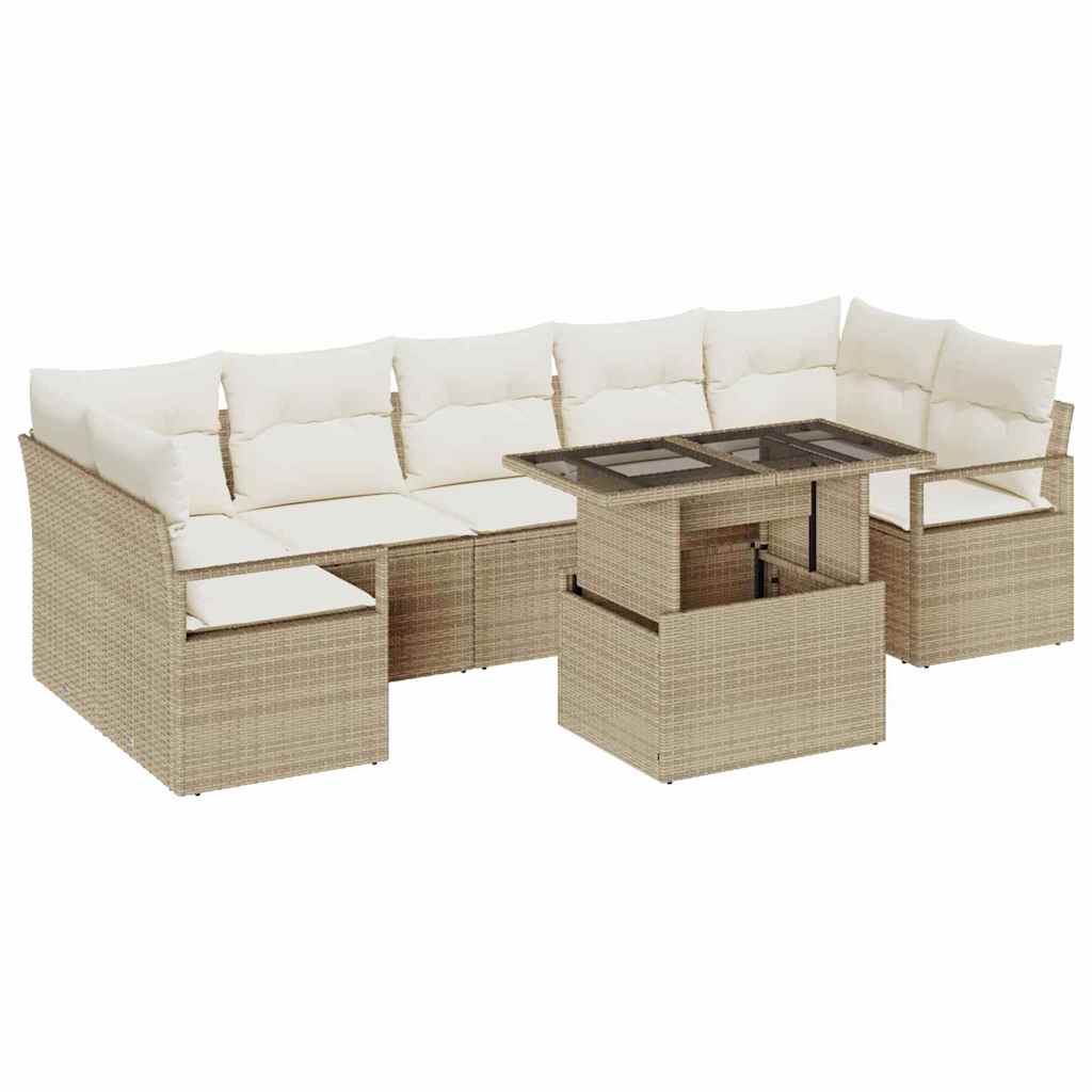 Σετ Καναπέ Κήπου 8 pcs μπεζ και κρεμ συνθετικό ρατάν
