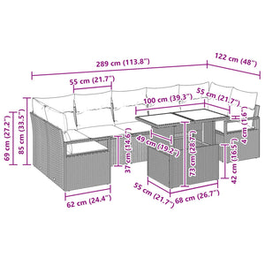 Σετ Καναπέ Κήπου 8 pcs Καφέ και Κόκκινο συνθετικό ρατάν - Pakobazaar