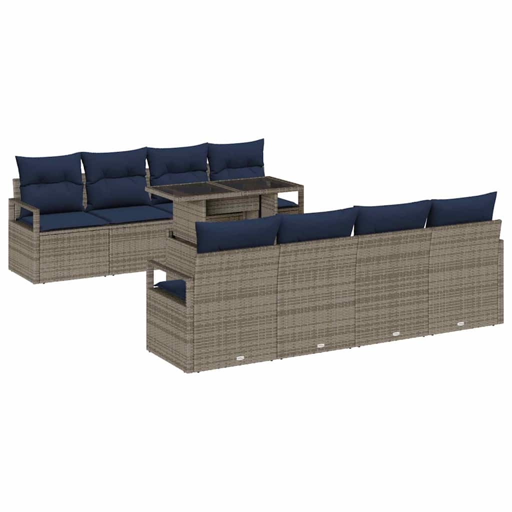 Σετ Καναπέ Κήπου 7 pcs Γκρι και Navy Blue συνθετικό ρατάν - Pakobazaar