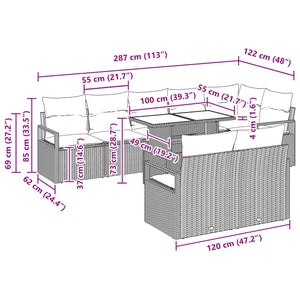 Σετ Καναπέ Κήπου 9 pcs Καφέ και Κόκκινο συνθετικό ρατάν - Pakobazaar