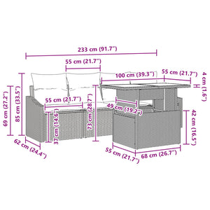 Σετ Καναπέ Κήπου με αποθήκευση 5 pcs Μαύρο και μπλε Πολυ ράταν - Pakobazaar