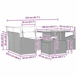 Σετ Καναπέ Κήπου 7 pcs Μαύρο και κρεμ συνθετικό ρατάν - Pakobazaar