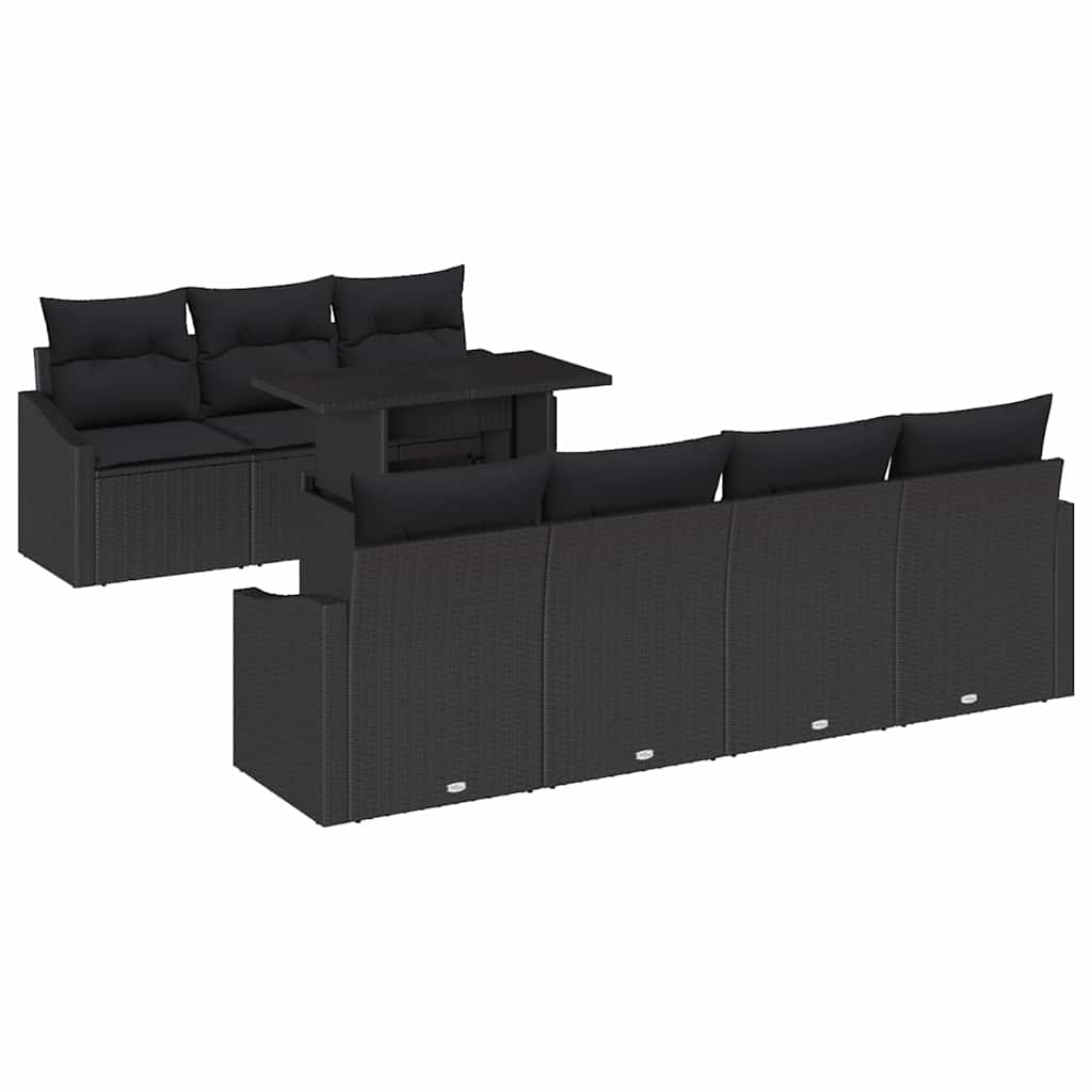 Σετ Καναπέ Κήπου με μαξιλάρι 8 pcs Μαύρο συνθετικό ρατάν - Pakobazaar