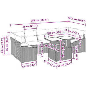 Σετ Καναπέ Κήπου 8 pcs Μαύρο και μπλε συνθετικό ρατάν - Pakobazaar