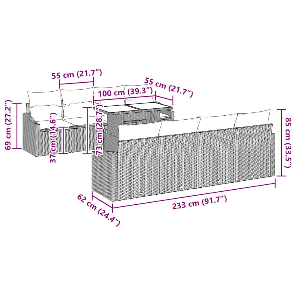 Σετ Καναπέ Κήπου 7 pcs Μπεζ και Κρέμα συνθετικό ρατάν - Pakobazaar