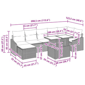 Σετ Καναπέ Κήπου 8 pcs Μαύρο και μπλε συνθετικό ρατάν - Pakobazaar