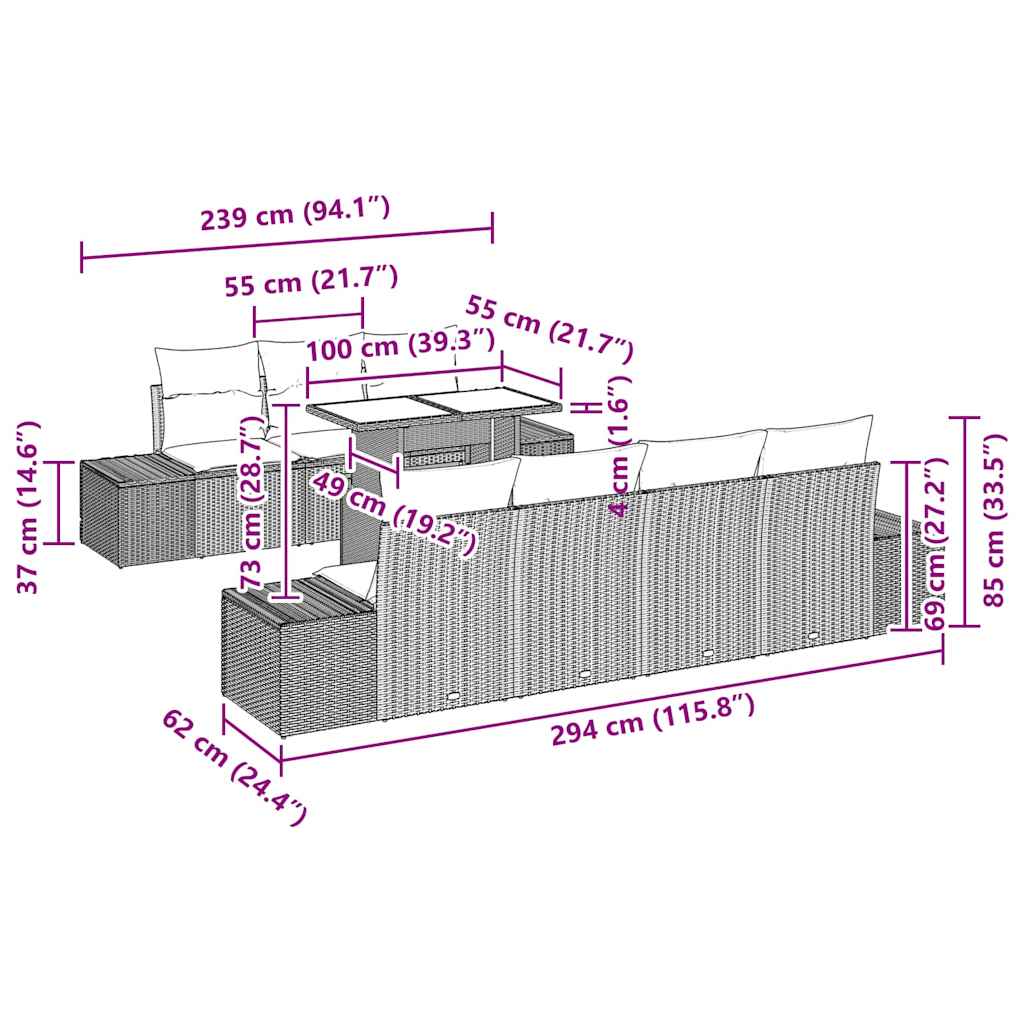 Σετ Καναπέ 8 pcs Μπέζ και Ανοιχτό Γκρι συνθετικό ρατάν