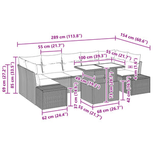 Σετ Καναπέ Κήπου 8 pcs Καφέ και Κόκκινο συνθετικό ρατάν - Pakobazaar