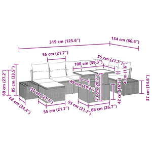 Σετ Καναπέ Κήπου 8 τμχ. Μαύρο συνθετικό ρατάν