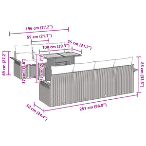 Σετ Καναπέ Κήπου με μαξιλάρι 8 pcs γκρι και ναυτικό μπλε - Pakobazaar