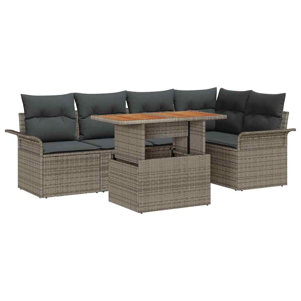 Σετ Καναπέ Κήπου με μαξιλάρι 6 pcs Γκρι