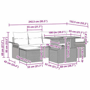 Σετ Καναπέ Κήπου 7 pcs Μπεζ και Κρέμα συνθετικό ρατάν - Pakobazaar