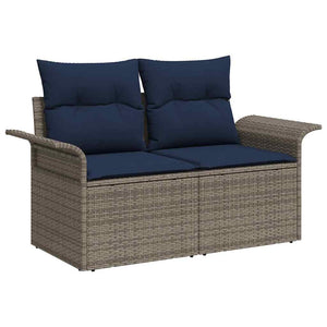 Σετ Καναπέ Κήπου με μαξιλάρι 9 pcs γκρι και ναυτικό μπλε - Pakobazaar