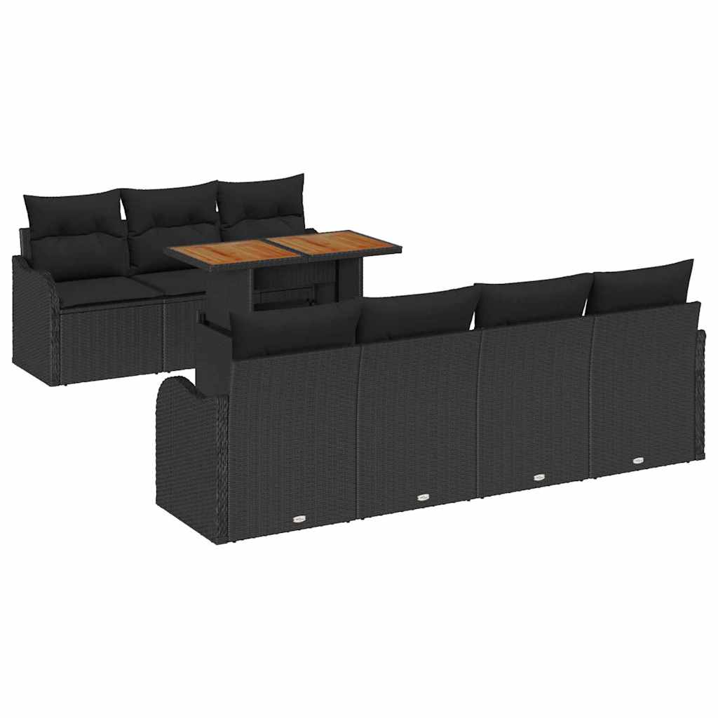 Σετ Καναπέ Κήπου με μαξιλάρι 8 pcs Μαύρο - Pakobazaar