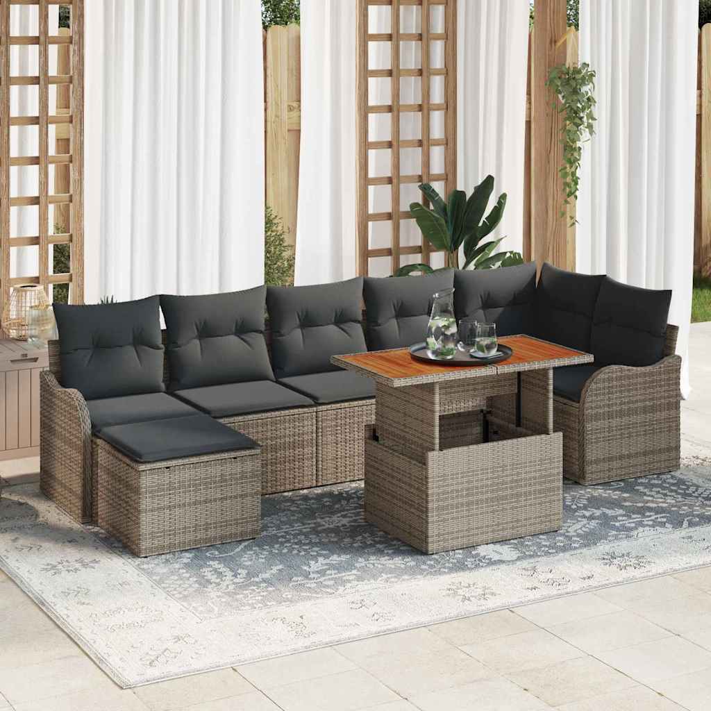 Σετ Καναπέ Κήπου με μαξιλάρι με αποθήκευση 8 pcs Γκρι