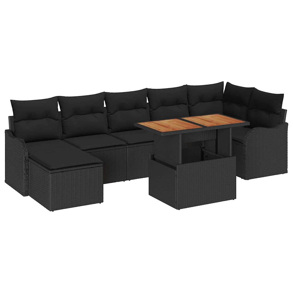 Σετ Καναπέ Κήπου με μαξιλάρι με αποθήκευση 8 pcs Μαύρο