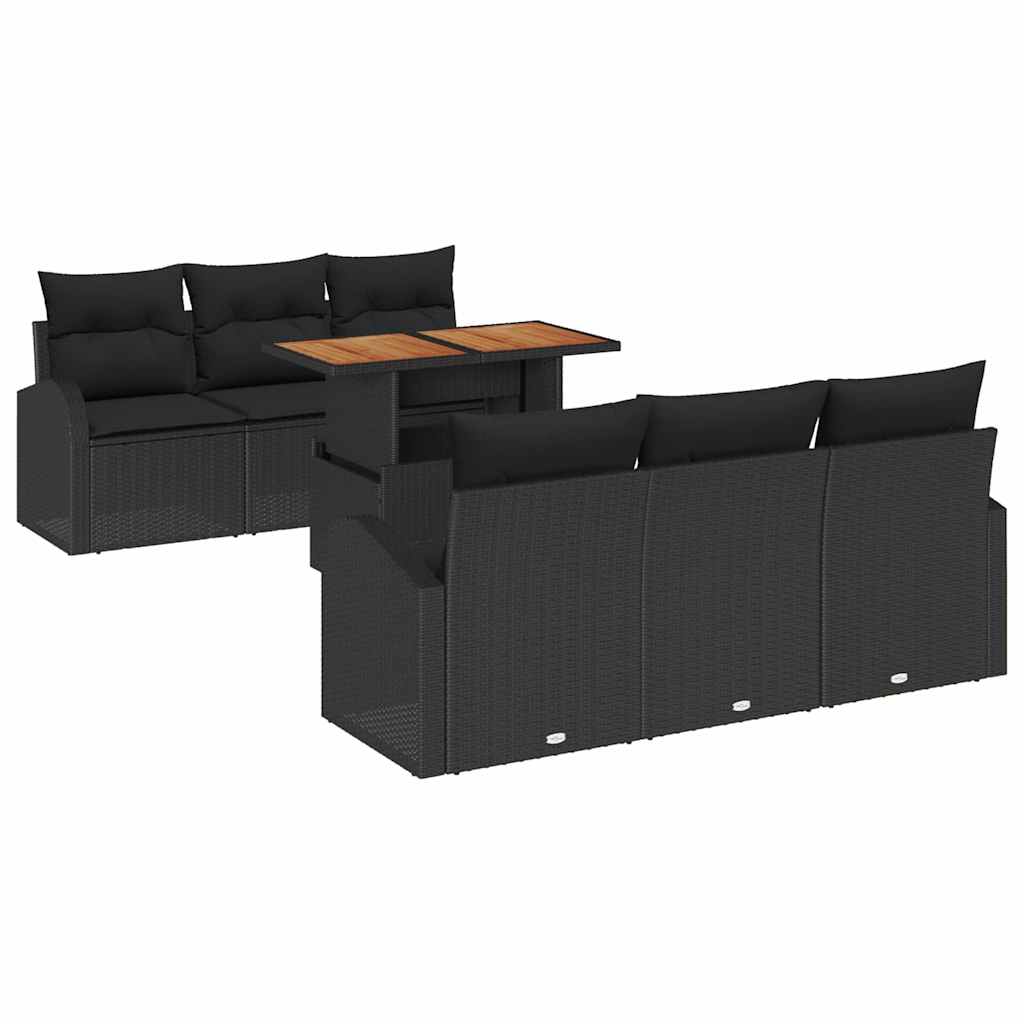 Σετ Καναπέ Κήπου με μαξιλάρι 7 pcs Μαύρο - Pakobazaar