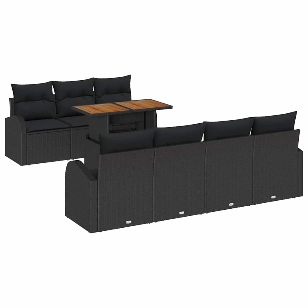 Σετ Καναπέ Κήπου με μαξιλάρι 8 pcs Μαύρο - Pakobazaar