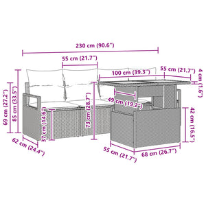 Σετ Καναπέ Κήπου με μαξιλάρι 5 pcs γκρι και ναυτικό μπλε - Pakobazaar
