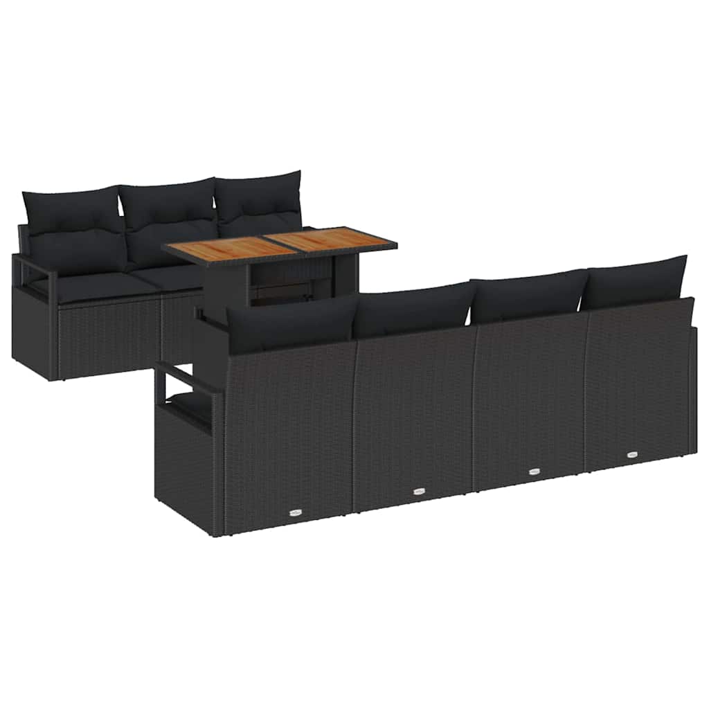 Σετ Καναπέ Κήπου με μαξιλάρι με μαξιλάρι 8 pcs Μαύρο και Καφέ - Pakobazaar