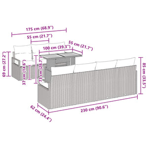 Σετ Καναπέ Κήπου με μαξιλάρι 8 pcs Μαύρο και Γαλαζοπράσινο - Pakobazaar