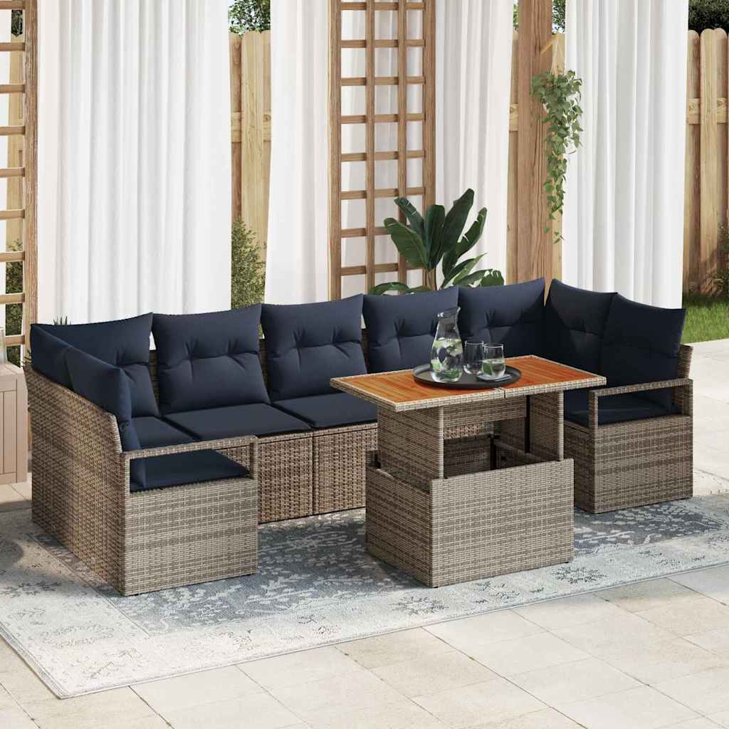 Σετ Καναπέ Κήπου με μαξιλάρι 8 pcs Γκρι και Ναυτικό - Pakobazaar