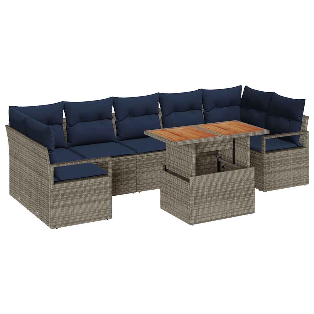 Σετ Καναπέ Κήπου με μαξιλάρι 8 pcs Γκρι και Ναυτικό - Pakobazaar