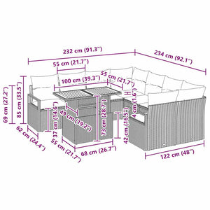 Σέτ φαγητού για κήπο με μαξιλάρι 9 pcs Μαύρο και Καφέ - Pakobazaar