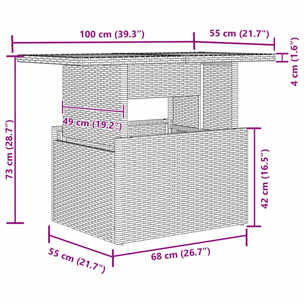 Σέτ φαγητού για κήπο με μαξιλάρι 5 pcs Μαύρο και Καφέ