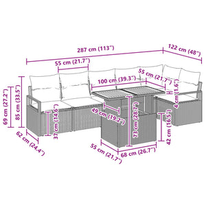 Σέτ φαγητού για κήπο με μαξιλάρι 7 pcs Γκρι και Ναυτικό - Pakobazaar