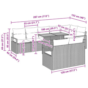 Σέτ φαγητού για κήπο με μαξιλάρι 9 pcs Μαύρο και Γαλαζοπράσινο - Pakobazaar