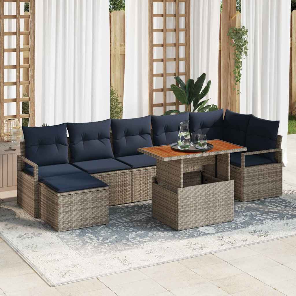 Σέτ φαγητού για κήπο με μαξιλάρι 8 pcs Γκρι και Ναυτικό - Pakobazaar