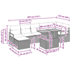 Σέτ φαγητού για κήπο με μαξιλάρι 8 pcs Μαύρο και Γαλαζοπράσινο - Pakobazaar